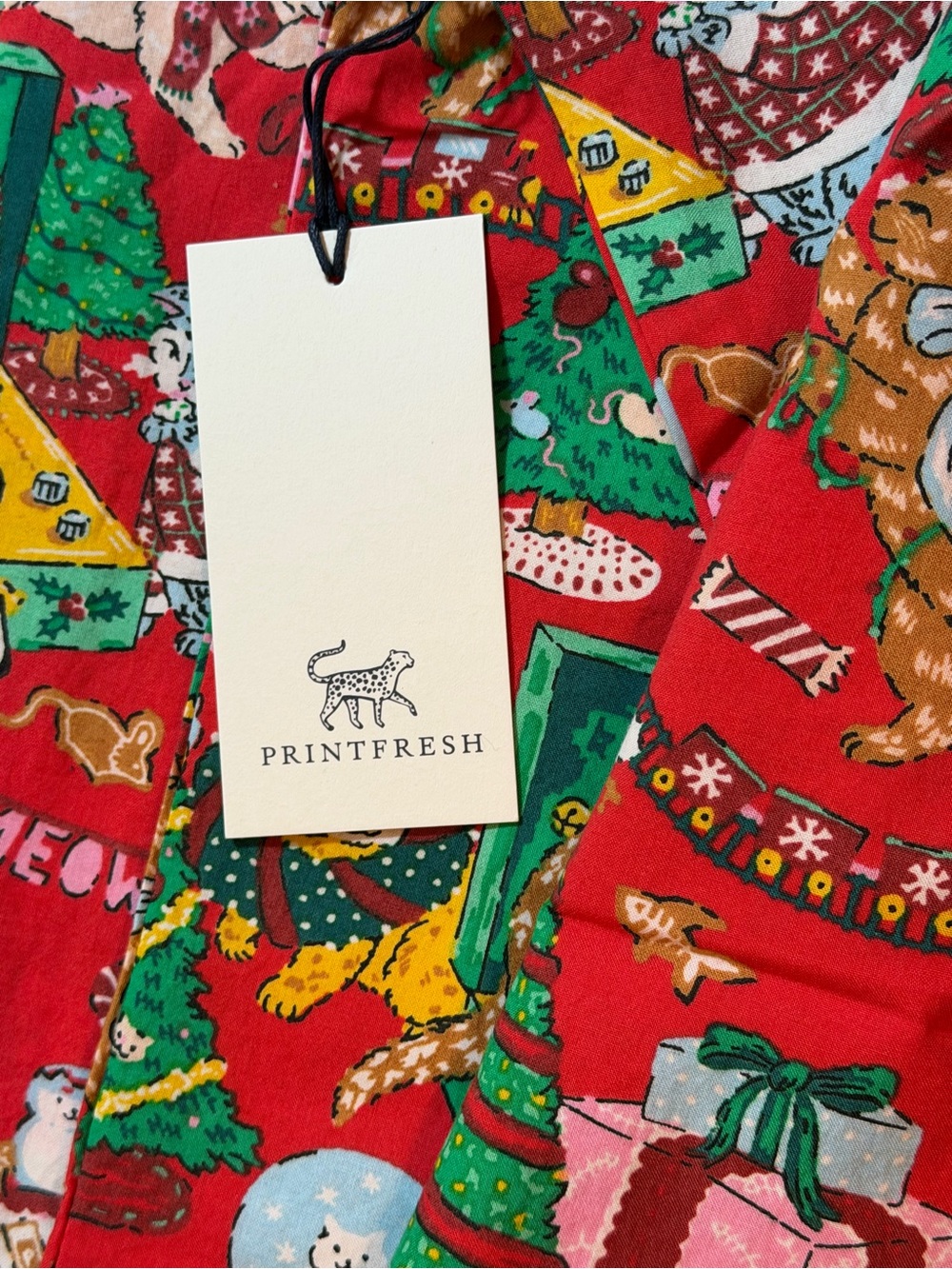 Printfresh Meowy Christmas Cotton Pajama Set NWT Long Sleeve Top & Short - Picture 6 of 7